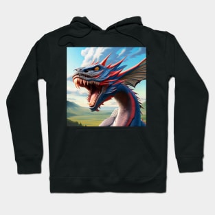 Blue and Red Spiny Dragon with White Belly Hoodie